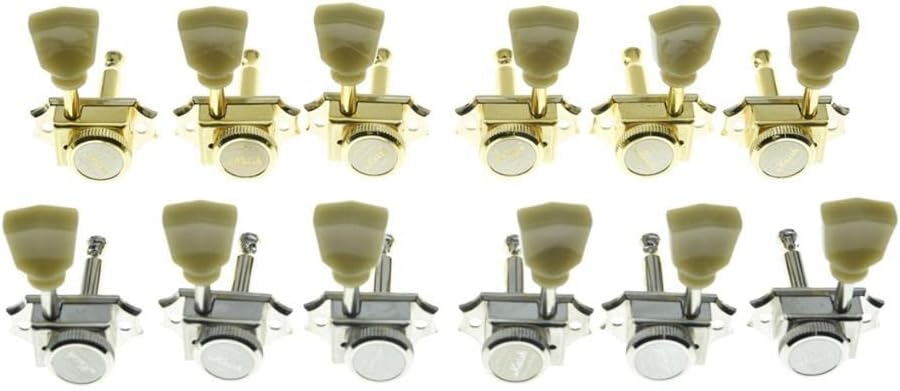 KAISH 3x3 Vintage Style Guitar Locking Tuners Guitar Tuning Keys Pegs Guitar Lock Machine Heads for Les Paul Guitars Gold with Keystone Button