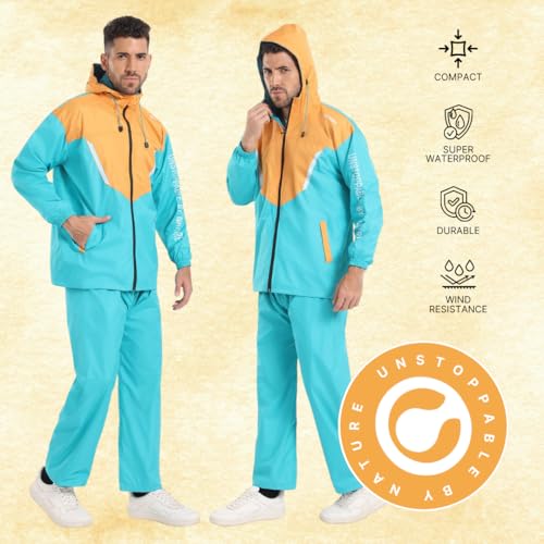Image of Citizen Hooded Raincoat for Men Women Waterproof for Bike Riders HT Micro TPU Fabric Lightweight Stylish Sealed Hood, Large Pockets, Heavy-Duty Zippers Rainwear with Carry Pouch-CR019