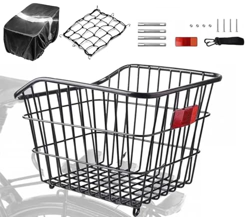 WOOGCSO Fahrradkorb Hinten, Fahrrad Korb Metall Groß mit Wasserdicht Abdeckung Reflektierender und Gepäcknetz für Kleiner Hund Einkaufen Picknick Schulranzen (38×31×26cm) WOOGCSO Fahrradkorb Hinten, Fahrrad Korb Metall Groß mit Wasserdicht Abdeckung Reflektierender und Gepäcknetz für Kleiner Hund Einkaufen Picknick Schulranzen (38×31×26cm)