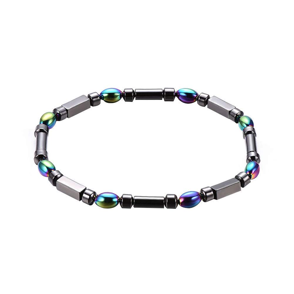 LNNSHX Cavigliera da Spiaggia Estiva, cavigliere, Perline di Ematite Artificiale Arcobaleno da Donna Bracciale Magnetico Catena Sandalo da Spiaggia Gioielli a Piedi Nudi