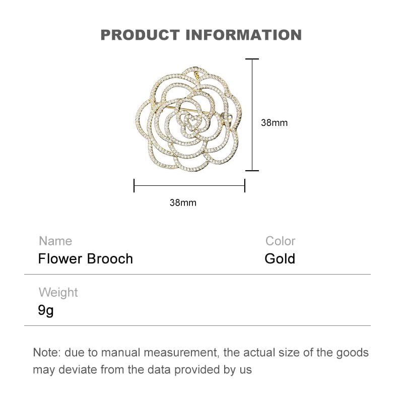 Image of Stunning 14K Gold Moissanite Camellia Brooch,With Openwork Design and Pearl Embellishments ,Ideal Shawl Buckle Accessory & Beautiful Gift