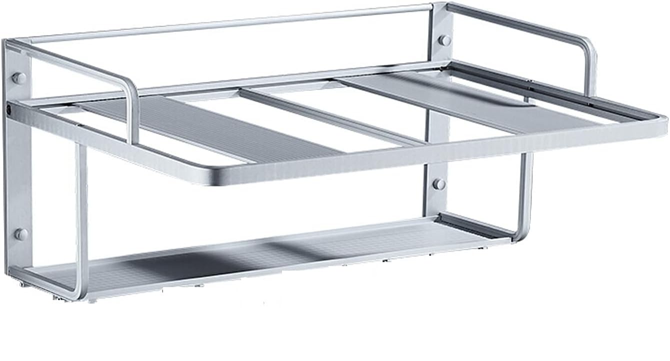 kesig® Wall Shelf Microwave Kitchen, 2 in 1 Wall Shelf Made of Aluminium, Multifunctional Kitchen Wall Mount for Microwave Oven, Spice Bottles, Spoons