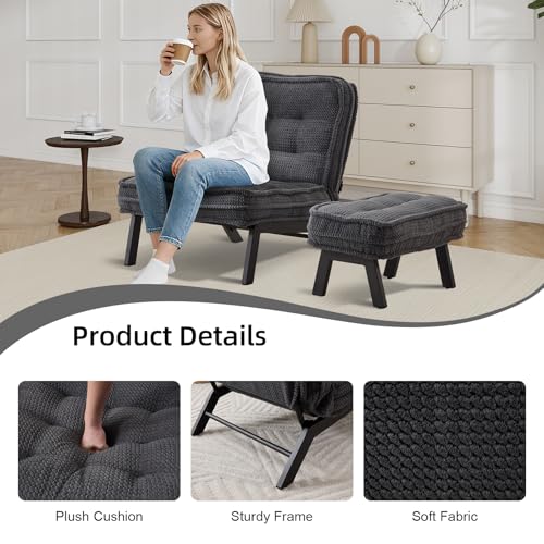 Sillón Plegable Gris Oscuro miniatura 5