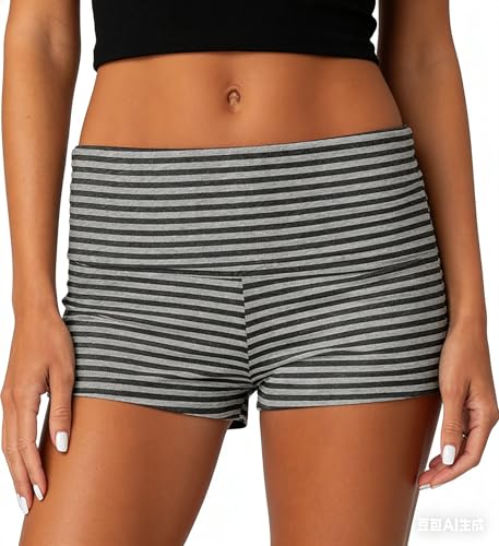 Image of Women Fold Over Mini Shorts Y2K Lounge Pajama Bottoms Low Rise Booty Shorts