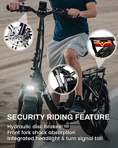 Vitilan U7 Electric Bike Adults Folding Fat Tire Ebike 750W Motor 28Mph Step-Thru 16Ah Removable Lg Battery Electric Bicycle 20 Inch Foldable E-Bike Shimano 7-Speed #TOP4
