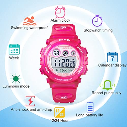 Image of GOLDEN HOUR Watches for Kids Digital Sport Waterproof Boys Girls Watch Outdoor 12 /24 H Alarm EL Backlight Stopwatch Military Child Wristwatch Ages 3-15