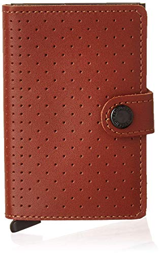Secrid Mini Wallet Genuine Leather Perforated Cognac RFID Safe Card Case max 12 cards