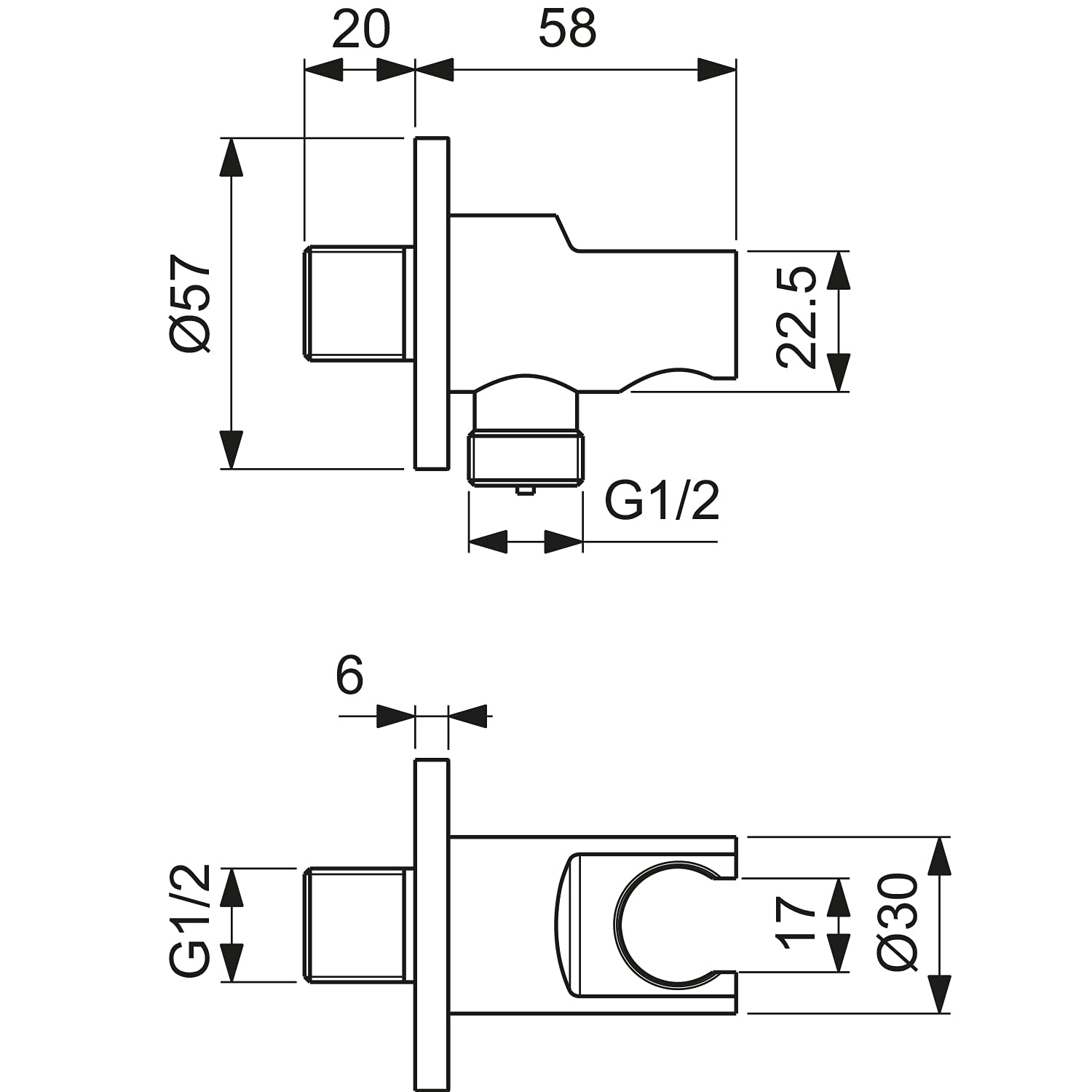 Ideal Standard - Supporto a parete fisso erogante per doccetta, Nero Seta