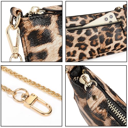 Image of YALUXE Genuine Leather Wristlet Handbags Purses Cell Phone Pocket Clutch Wallet Crossbody Bags for Women