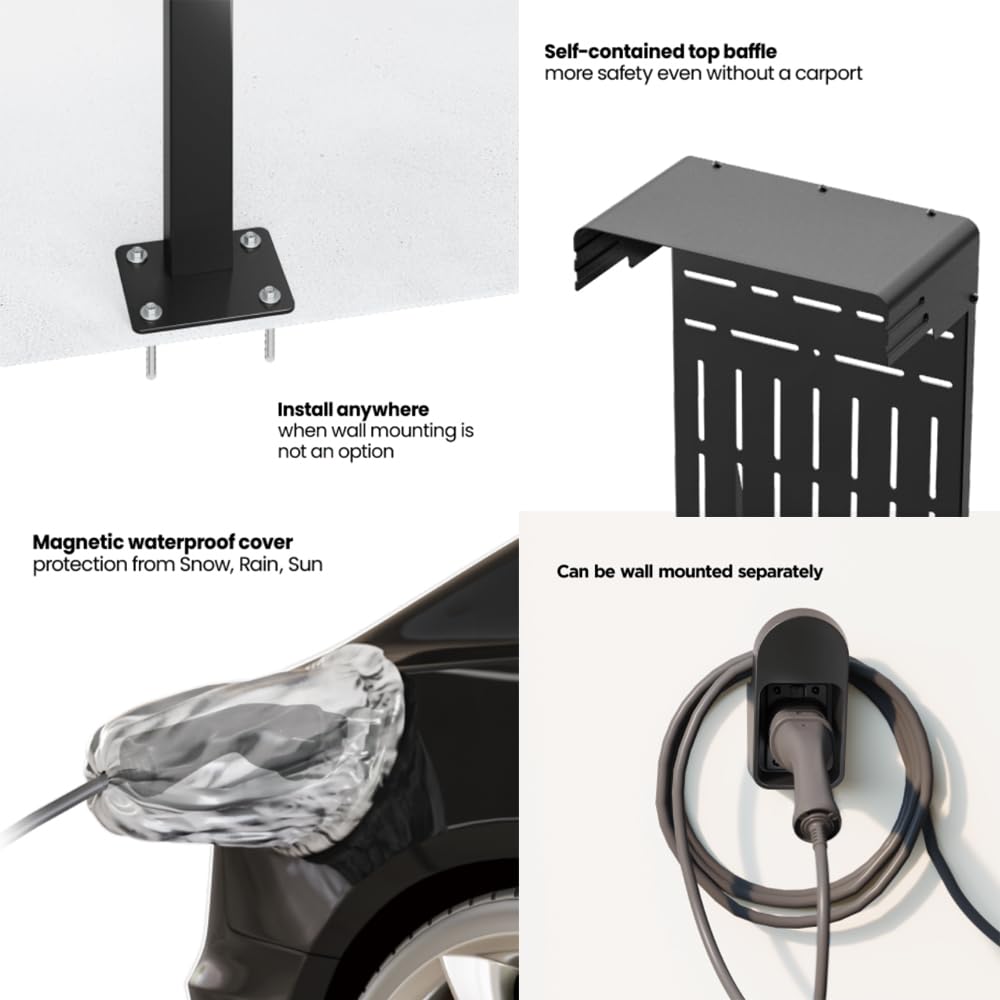 Maclean MCE456 Supporto esterno per caricabatterie per auto EV e PHEV acciaio, 15 kg max