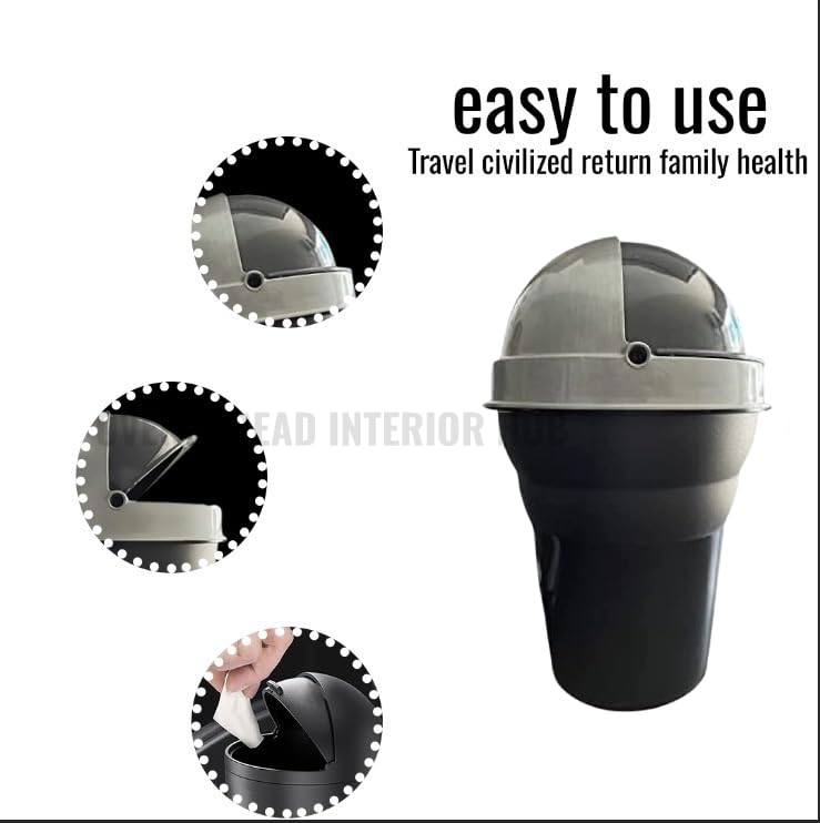 Image of Car Trash Bin with Push Lid | Compact Mini Car Dustbin for Cup Holder | Car Garbage Can for Home Office | Small Vehicle Waste Bin for Clean & Organized Interior (Pack of 4)