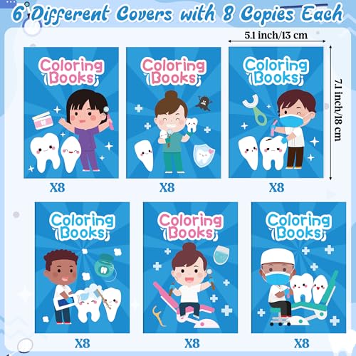Image of Mini Dentist Coloring Books for Kids - 48Pcs Bulk Dentist Theme Coloring Booklet Tooth Theme DIY Art Drawing Book for Toddlers Tooth Themed Party Favor Gift Classroom Reward Home Art Activity Supplies