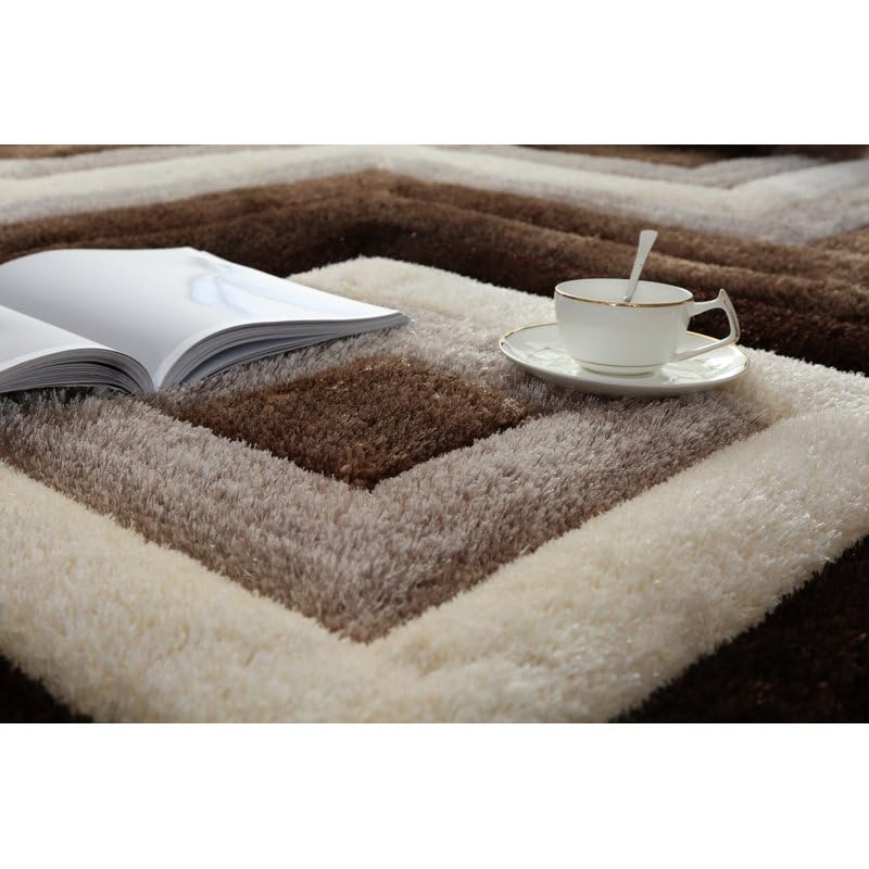 Image of Handmade Shaggy Pure Microfiber Smooth & Anti-Skid Carpets for Bedroom & Living Room, 2 inch Thickness Size- 6X8 Feet