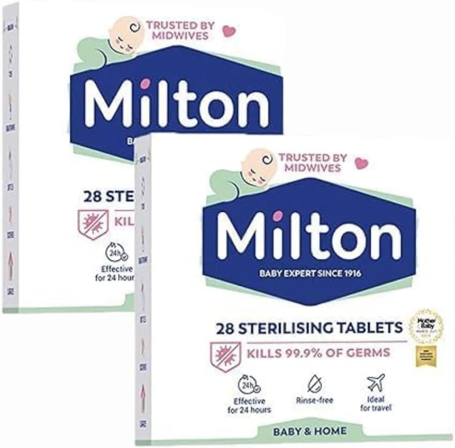 MiltonBaby Sterilising 28 Tablets Pack of 2 with Welari Thank You Card, White