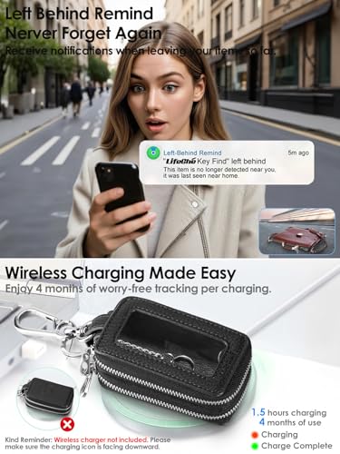 Image of Keychain, Key Finder Built-in Anti-Loss Tracker, Heavy Duty Key Holder, Premium Stainless Steel Keychain Carabiner Car Key Chains with GPS Global Locator Tracking Waterproof (B-Black)