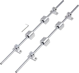 CNCYEAH Linear Motion Ball Bearing Slide 2PCS 8mm x 400mm Linear Rail Shaft Rod 4PCS Block Bearings SCS8UU 4PCS SK8 Support Base 1PC Wrench CNC Parts Kits for CNC Automated Machines Equipments