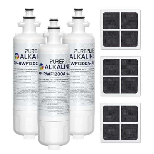 Image of PUREPLUS Alkaline 469690 LT700P Replacement for LG Kenmore Elite 9690, ADQ36006102, ADQ36006101, LFXS30766S, LFX28968ST,LFX31925ST,PL-500,RWF1052, LT120F Refrigerator Water and Air Filter Combo, 3PACK