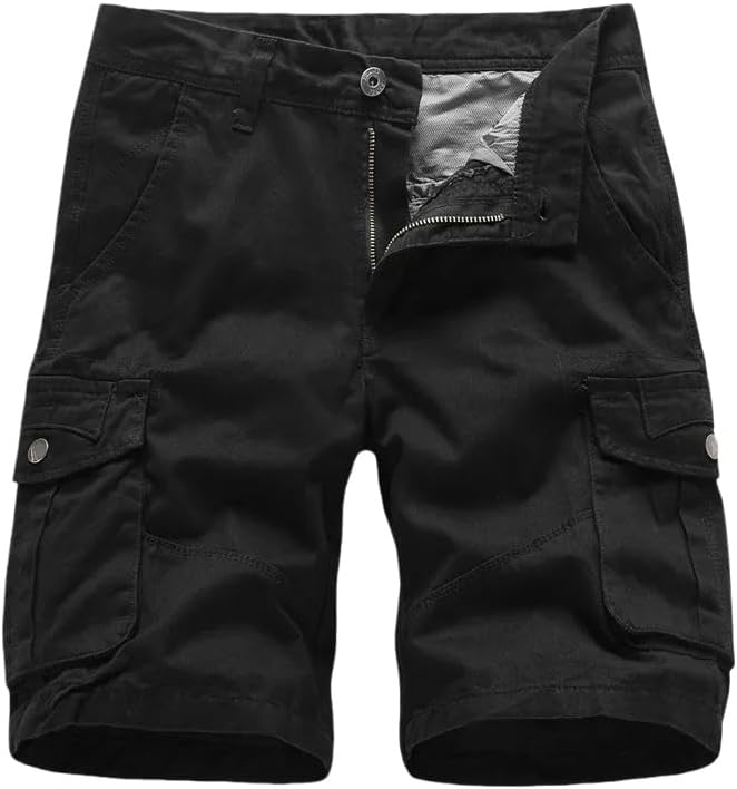 Men's Summer Multi Pocket Military Cargo Shorts Cotton Casual Tactical-Style No Belt