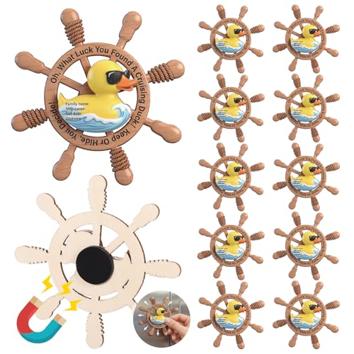 Unittype 12 Pcs Cruise Duck Magnetic Keep or Hide You Decide Wooden Magnetic Cruising Ducks for Cruise Ship Hiding Exchange Gifts Carnival Cabin Decor