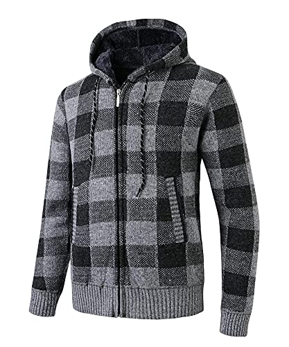 KTWOLEN Herren Strickjacke mit Kapuze Freizeit Cardigan Slim Fit Hoodie-Cardigan Langarm Herrenjacke Sweatjacke Kapuzenjacke Jacke für Männer Cover