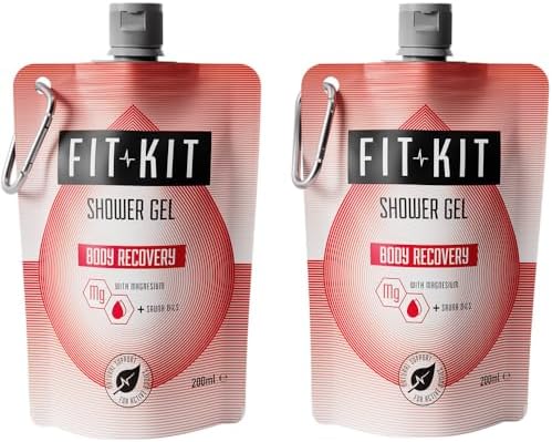 Fit Kit Body Recovery Sports Shower Gel Set | Post Workout Wash Infused with Magnesium & Sauna Oils | Relaxing to Minimise Muscle Cramps & Replenish Energy Levels | Pack of 2 x 200ml Pouches