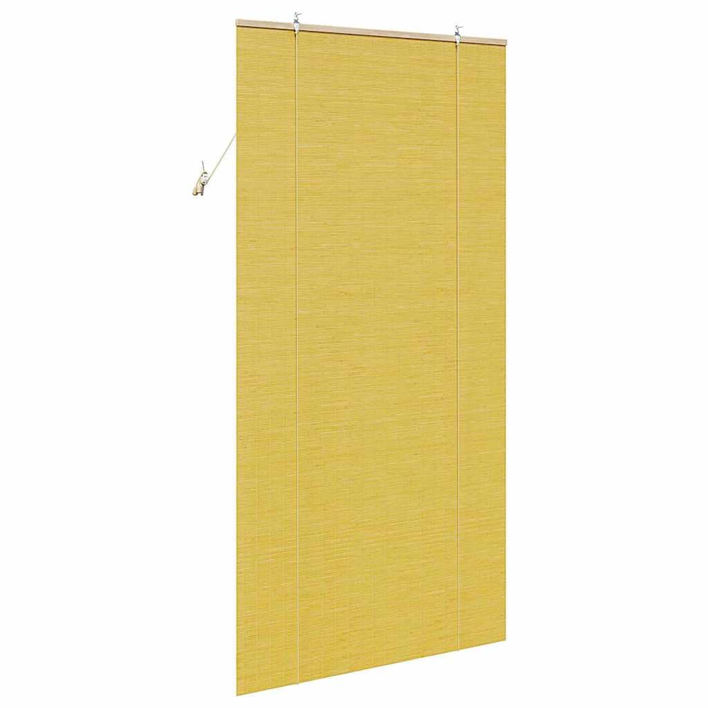 Roleta bambusowa, żółta, 110 x 220 cm, do okien i drzwi, odporna na promieniowanie UV roleta maskująca z uchwytami zaciskowymi, roleta przeciwsłoneczna filtrująca światło do salonu, sypialni