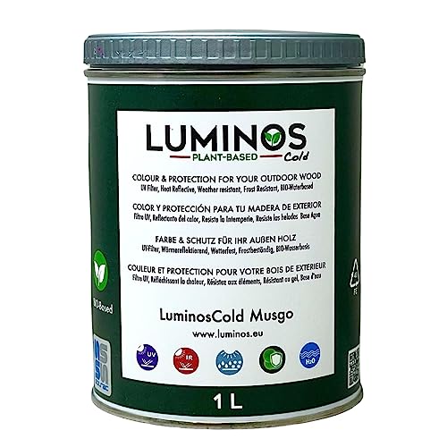 Luminos Cold - LUM1152 - MUSGO - Lasure Biobased pour bois extérieur à l'eau - Vert Mousse 1L