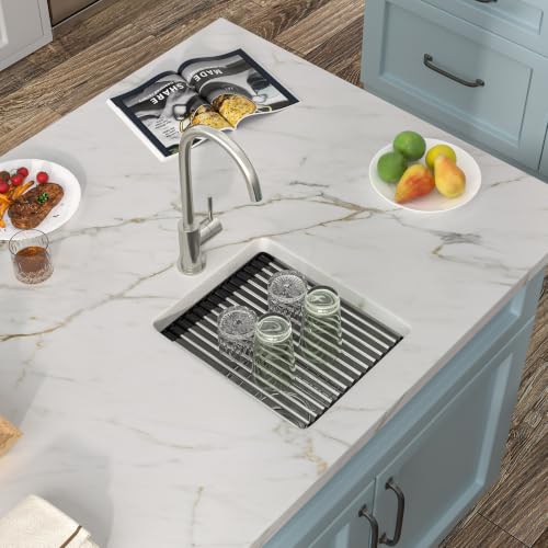 Image of 13 inchx15 inch Bar Prep Sink Undermount Workstation | 16 Gauge T304 Stainless Steel Under Counter Single Bowl Small Basin for RV Kitchen Wet Bar Prep Outdoor Station