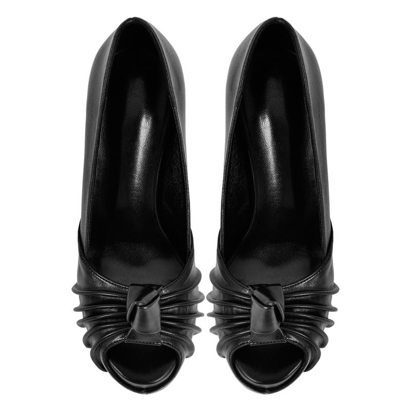 Peeptoe High Heels Damen Plateau Pumps Pfennigabsatz mit Knoten Abendschuh Partyschuh