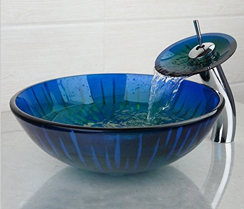 Ensemble de robinet de lavabo et vasque bol en verre avec bonde pop-up Gowe