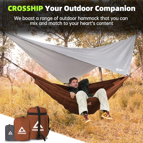 Image of Hammock Underquilt for Camping - Full Length Orange Lightweight Warm Quilt for 3-4 Seasons (41-68F) - Soft & Durable for Hiking, Backpacking, Beach, Travel - Holds Up to 500lbs