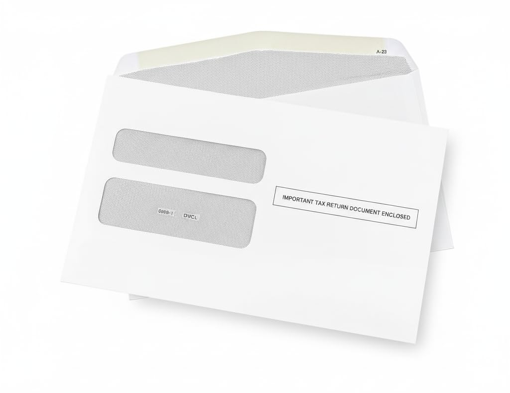 50 sobres W2, sobre de seguridad de doble ventana para formularios de impuestos W-2, diseñados para formularios láser W2 impresos, para escritorio QuickBooks y otros programas de impuestos, 5 5/8 x 9