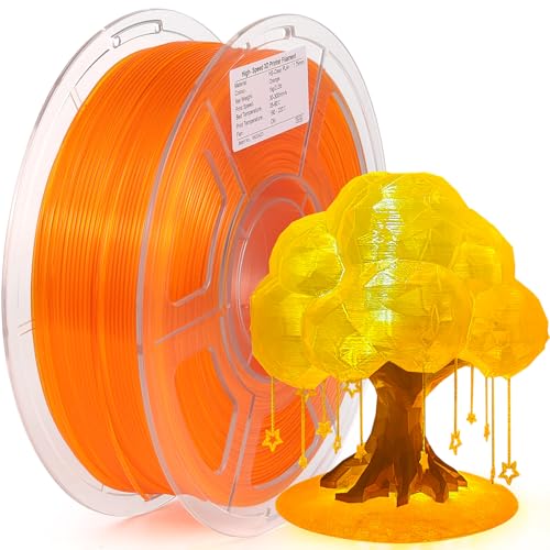 Image of iSANMATE Rapid Clear PLA Filament 1.75mm, Orange 3D Printer Filament Transparent Filament, Fast Printing Speed PLA, Dimensional Accuracy ±0.02mm, 1kg Spool