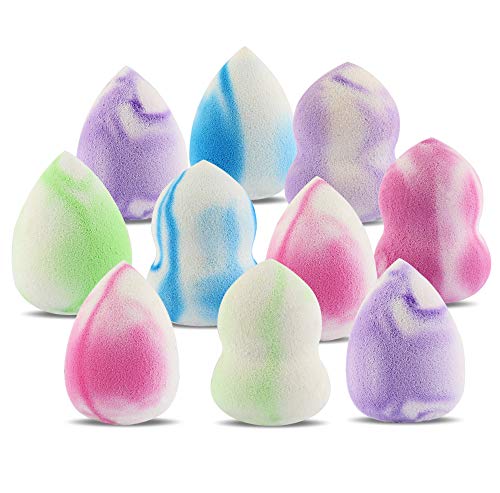 10 Pcs Makeup Sponge Blender Set, Multi-colored Face Beauty Sponge Flawless Makeup Blender for Foundations, Powders and Cream, Multi-Purpose Cosmetic Applicator Puff