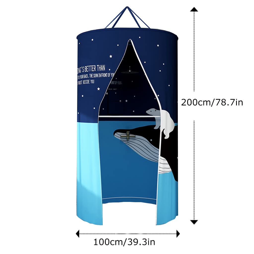 Duschvorhang Rund Runder Polyester Hängender Wärmedämmungs-doppelter Reißverschluss Duschvorhang, Runder Verdickter Wasserdichter Badezimmer Duschvorhang(Pink,100X200CM)