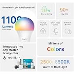 Tapo TP-Link Smart Light Bulbs, 1100 Lumens High Brightness(75W Equivalent), Matter-Certified, 16M Colors RGBW LED Bulb, Dimmable, CRI>90, Voice Control w/Siri, Alexa & Google Home, A19 E26 L535E - Image 3