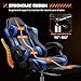 Sweetcrispy Video Game Desk Chair, High Back Ergonomic PU Leather Computer Gaming Chair with Adjustable Headrest & Footrest, Linkage Armrest and Height Adjustable, 360° Swivel, for Adults, Blue