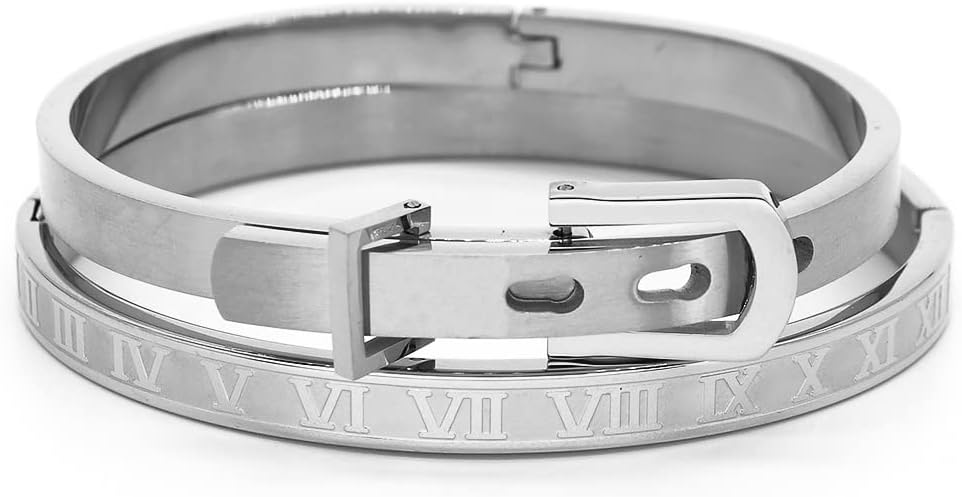 Gold Silver Plated Bracelets for Men Women Roman Numeral Bangle Bracelet Stainless Steel Personalized Engraved Unisex Gift