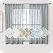 MRTREES 2 Pièces Rideaux Voilage Gris 140x145 cm Rideau Court pour Petite Fenêtre Rideau Tamisant Passe Tringle Souple avec Motifs de Croix Décoration Élégante de Salon Chambre Salle à Manger