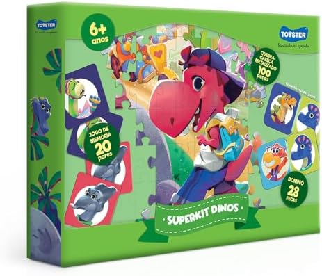 10 Dicas Para Presente de Amigo Oculto para Crianças (Guia 2025) 6 Toyster - Super Kit: Dino - Quebra Cabeça, Dominó e Jogo da Memór...