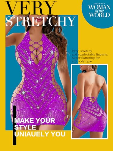 Image of Women's Lingerie Women Fishnet Babydoll Lingerie Dress Chemise Halter Nightwear Mini Teddy Dress DIY Stripper Outfits