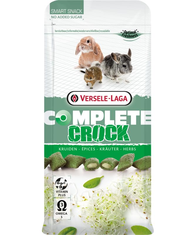 Versele-Laga Complete Crock zioła | 3 szt. | 3 x 50 g | przekąska dla królików i gryzoni | delikatne nadzienie ziołowe z lucerną | lekkostrawne i bez dodatku cukru