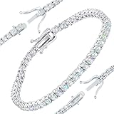 Moissanite Tennis Bracelet for Women Men Girls Christmas Gifts 2-6.5mm D Color VVS1 Round Cut Diamond Tennis Bracelet 18k White Gold Plated 925 Sterling Silver Tennis Bracelet for Women, 8.5IN/21.59CM