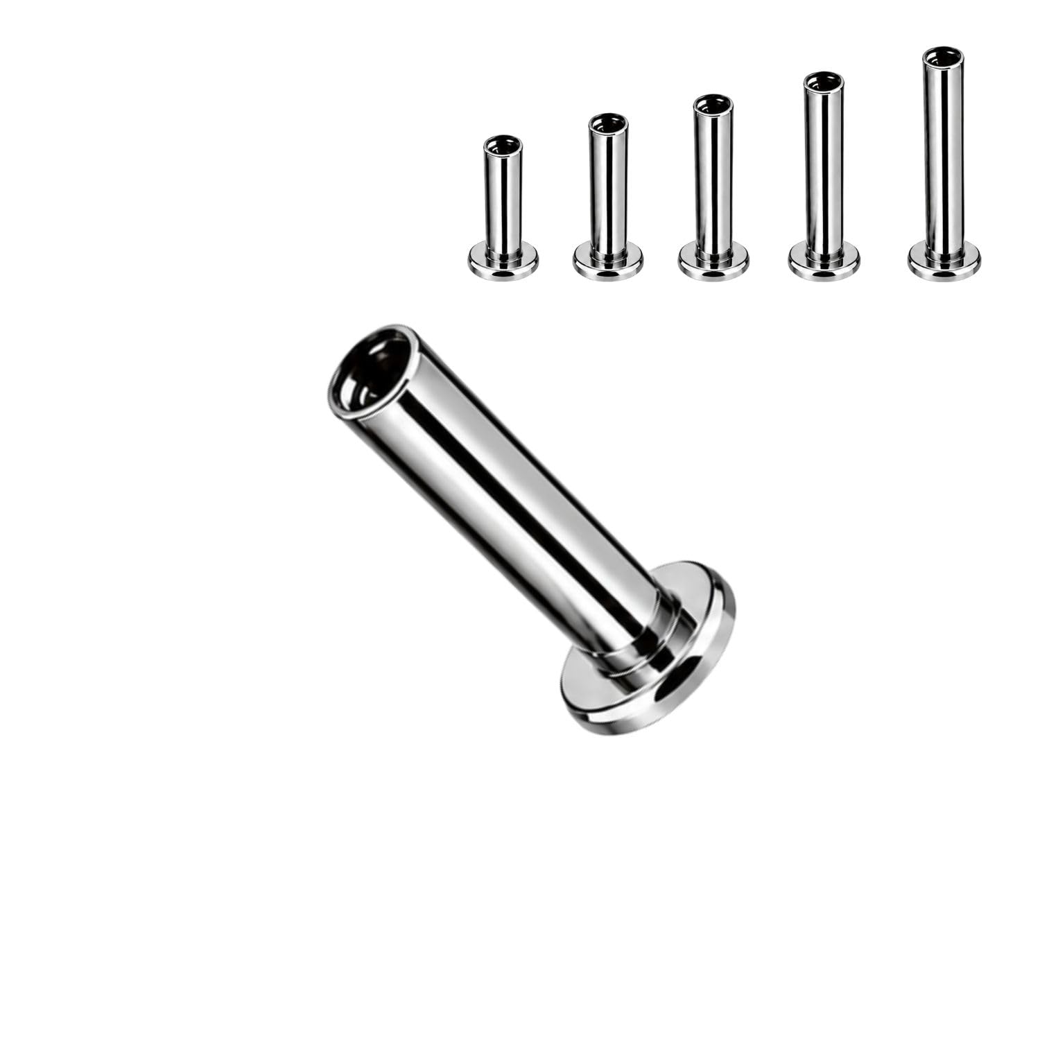 Titanium G23 Internally Threaded Labret Post 16G (1.2mm) | 2.5 & 4mm Flat Base | High Polish Implant Grade | Nose, Lip, Helix, Tragus, Lobe, Monroe & Cartilage Piercing | 6mm to 10mm | Selling as 1Pc-image-43