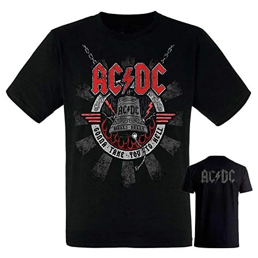 AC/DC - Highway to Hell - Camiseta Negra Hombre Manga Corta - ACDC Tshirt (L)
