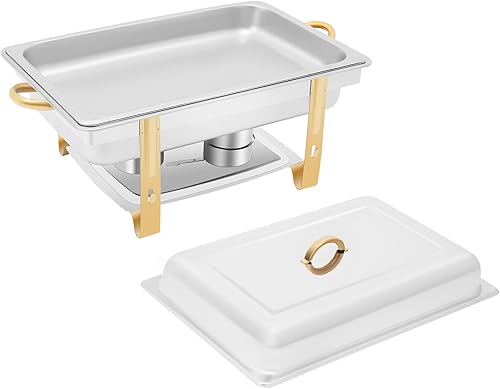 Miniatura 2 de Juego de bufé de 8 cuartos de galón, juego de sartén de acero inoxidable con tapa, calentador de alimentos de tamaño completo, juego de calentador