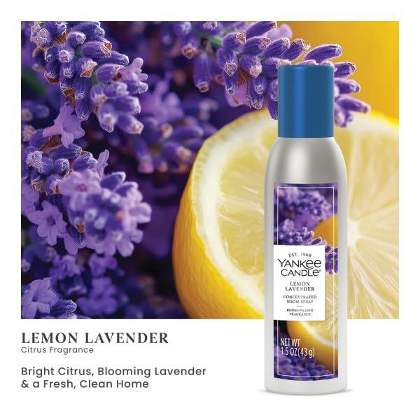 Image of Yankee Candle Concentrated Room Spray Air Freshener, Instant Home Fragrance, Odor Eliminating Spray, Strong Scent, Lemon Lavender, Midsummer's Night, Clean Cotton (Variety Pack)