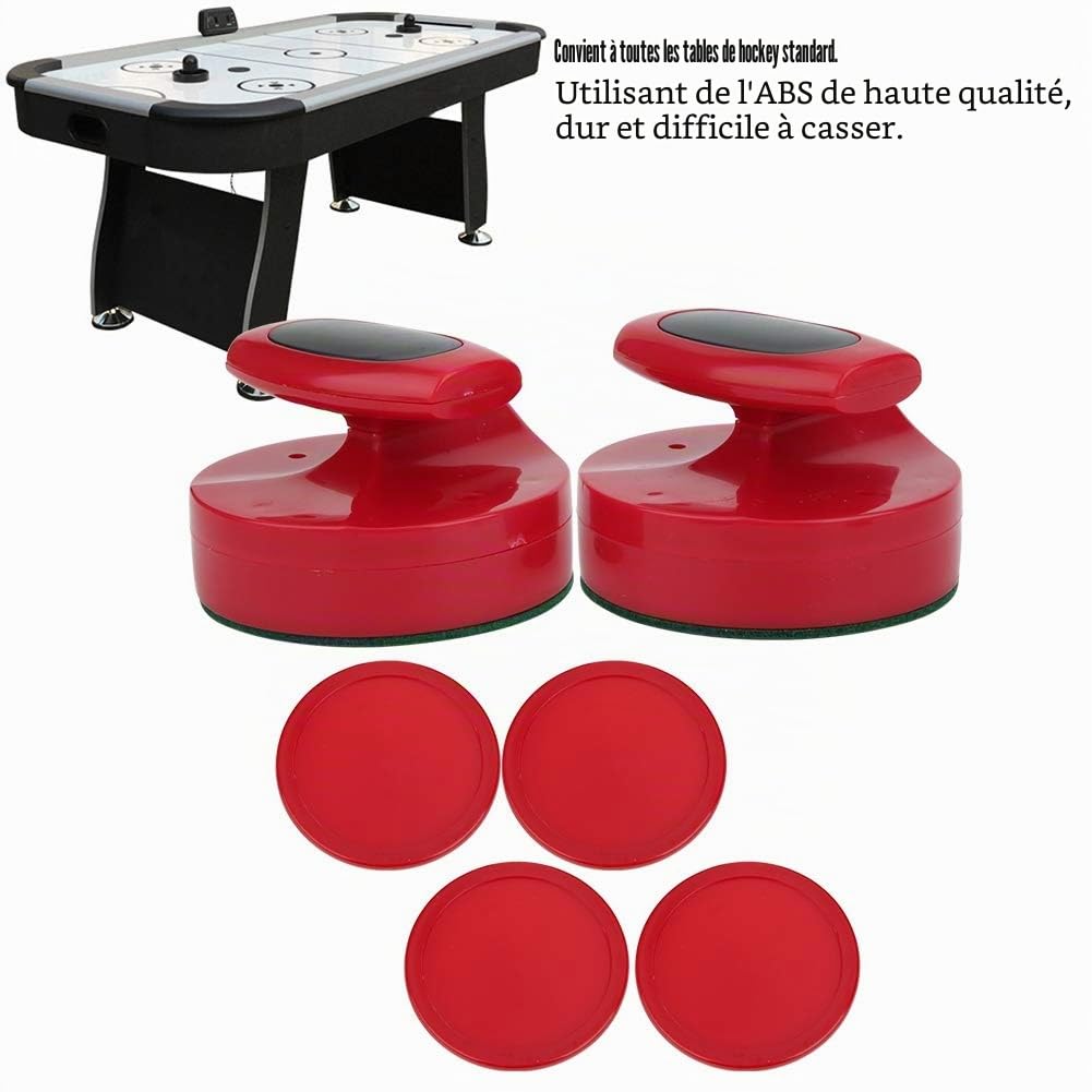 Poussoir de Jeu de Hockey de Table de 94mm 2 pièces poussoirs de Jeu de Hockey de Table d'air de Grande Taille avec Accessoire de Dispositif de Percussion de Hockey de 4 rondelles