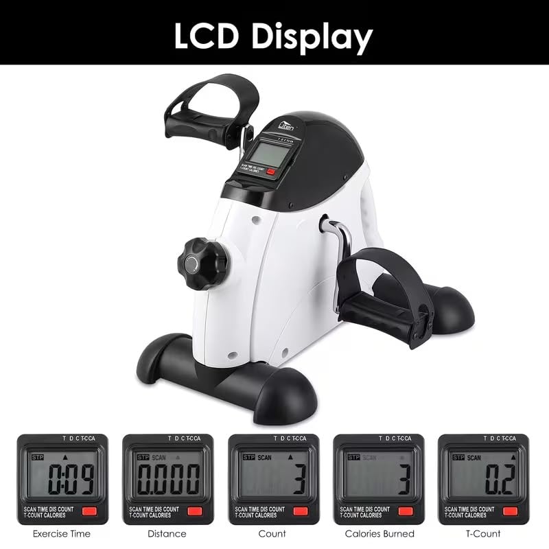 Image of Foldable Mini Fitness Cycle Pedal Exerciser Bike Gym Machine with Digital Display Meter for Men Women Home Exercise Gym, LCD Monitor, Quiet Operation