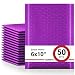 Fu Global 50pcs 6x10 inches Purple Bubble Mailer #0 Self Seal Padded Envelopes (Useful Size 6x9)